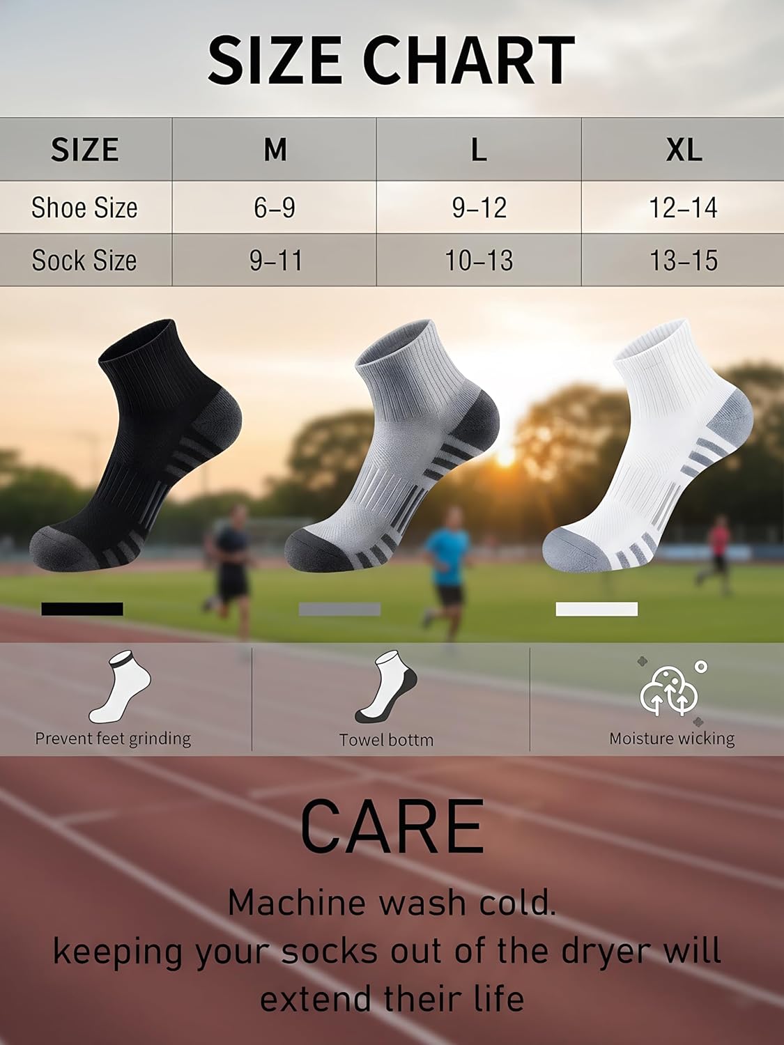 Airacker Athletic Quarter Socks with Cushion Running Ankle Socks for Men Women 6 Pairs