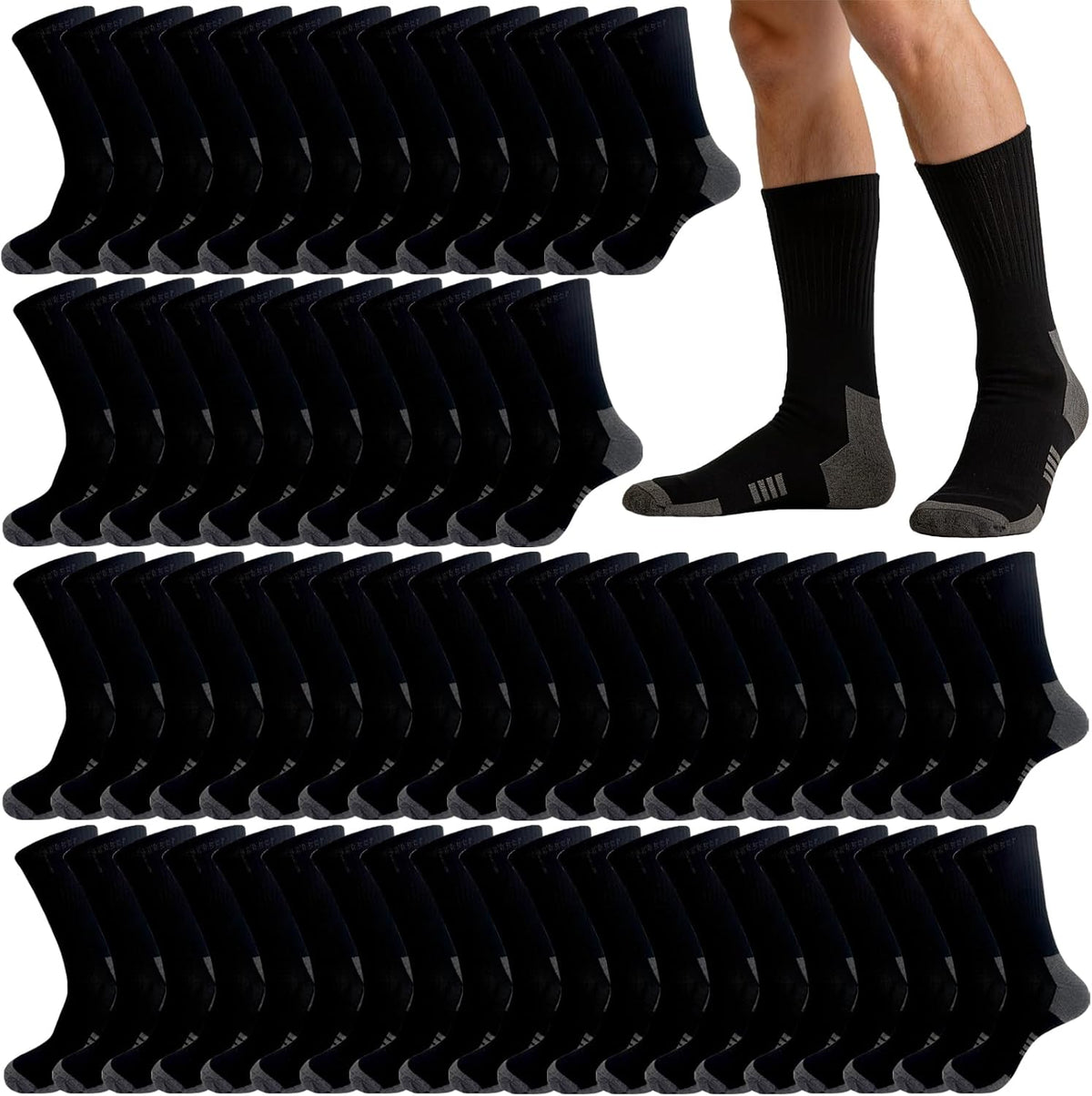 20 Pairs Crew Athletic Socks for Men Moisture Wicking Cushion Crew Socks for Sport Running Traveling