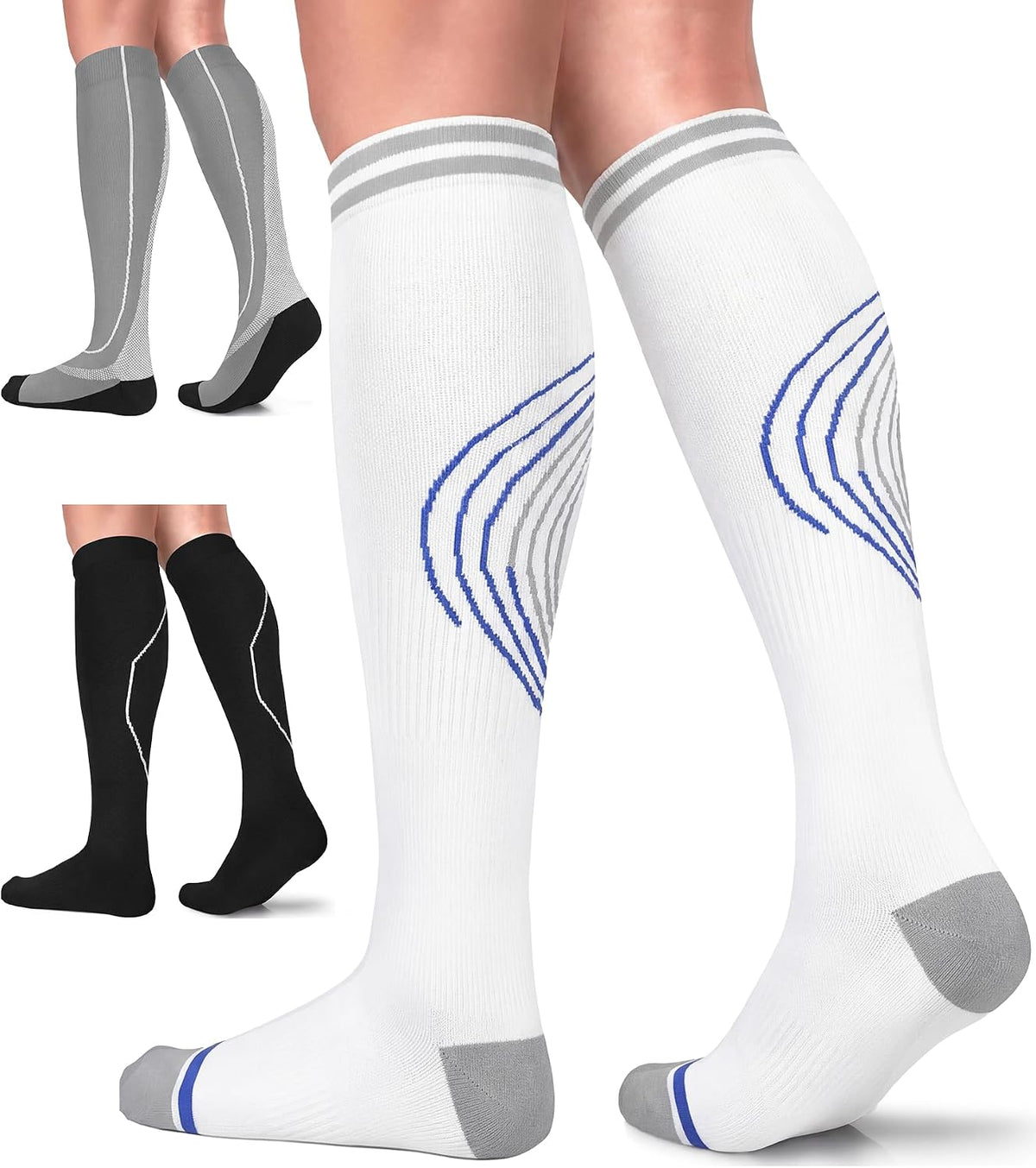 FuelMeFoot 3 Pack Copper Compression Socks - Compression Socks Women & Men Circulation - Best for Medical,Running,Athletic