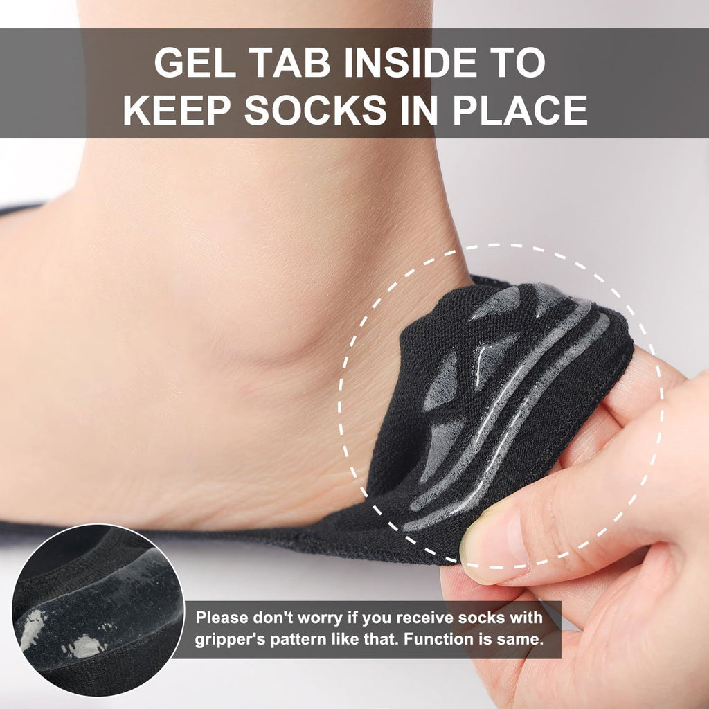 Toes Home No Show Socks Womens Invisible Non Slip Liner for Flat 3-8 Pairs
