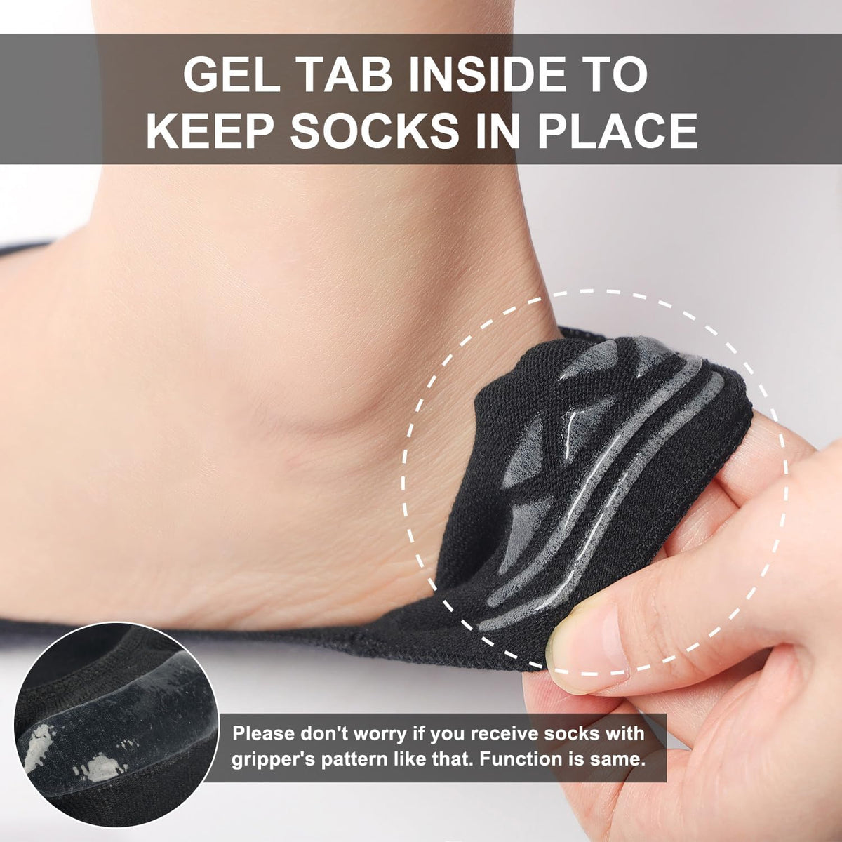 Toes Home No Show Socks Womens Invisible Non Slip Liner for Flat 3-8 Pairs