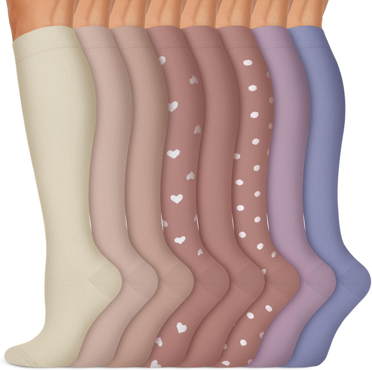Copper Compression Socks 15-20 mmHg for Men & Women 8 Pairs – Circulation Support for Nurses, Travel, Running, Hiking, Soccer