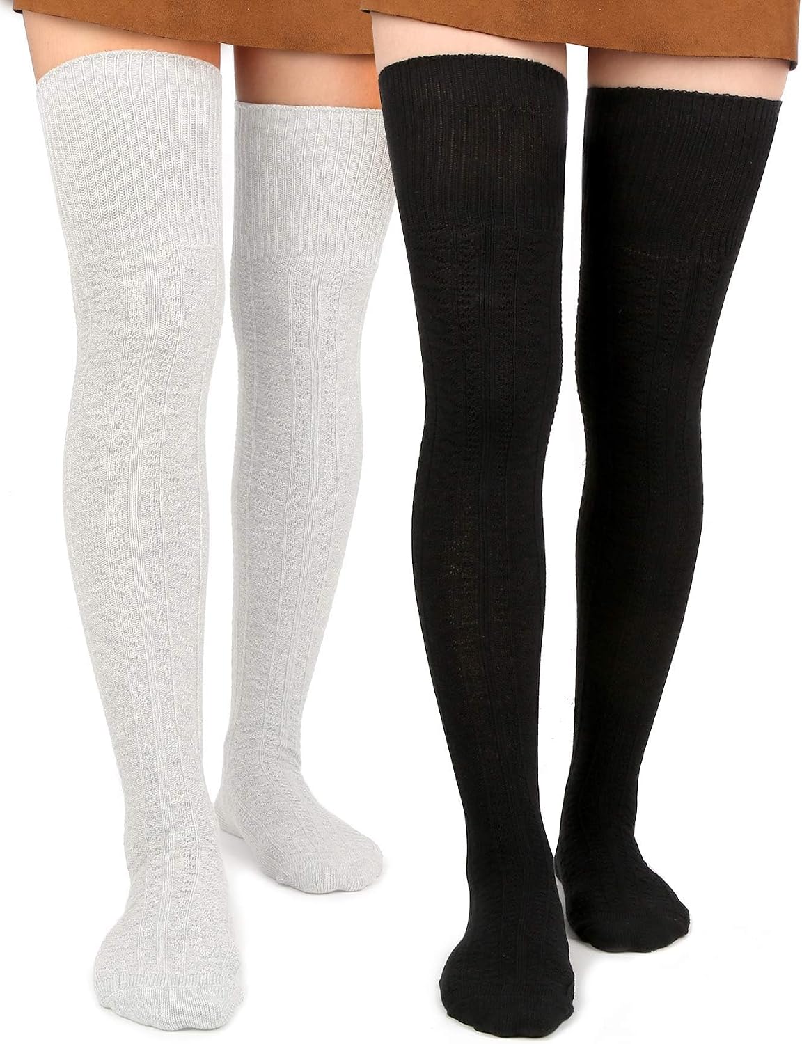 Moon Wood Women Thigh High Socks Extra Long Cotton Knit Warm Thick Tall Over the Knee Boot Stocking Leg Warmers Daily Cosplay