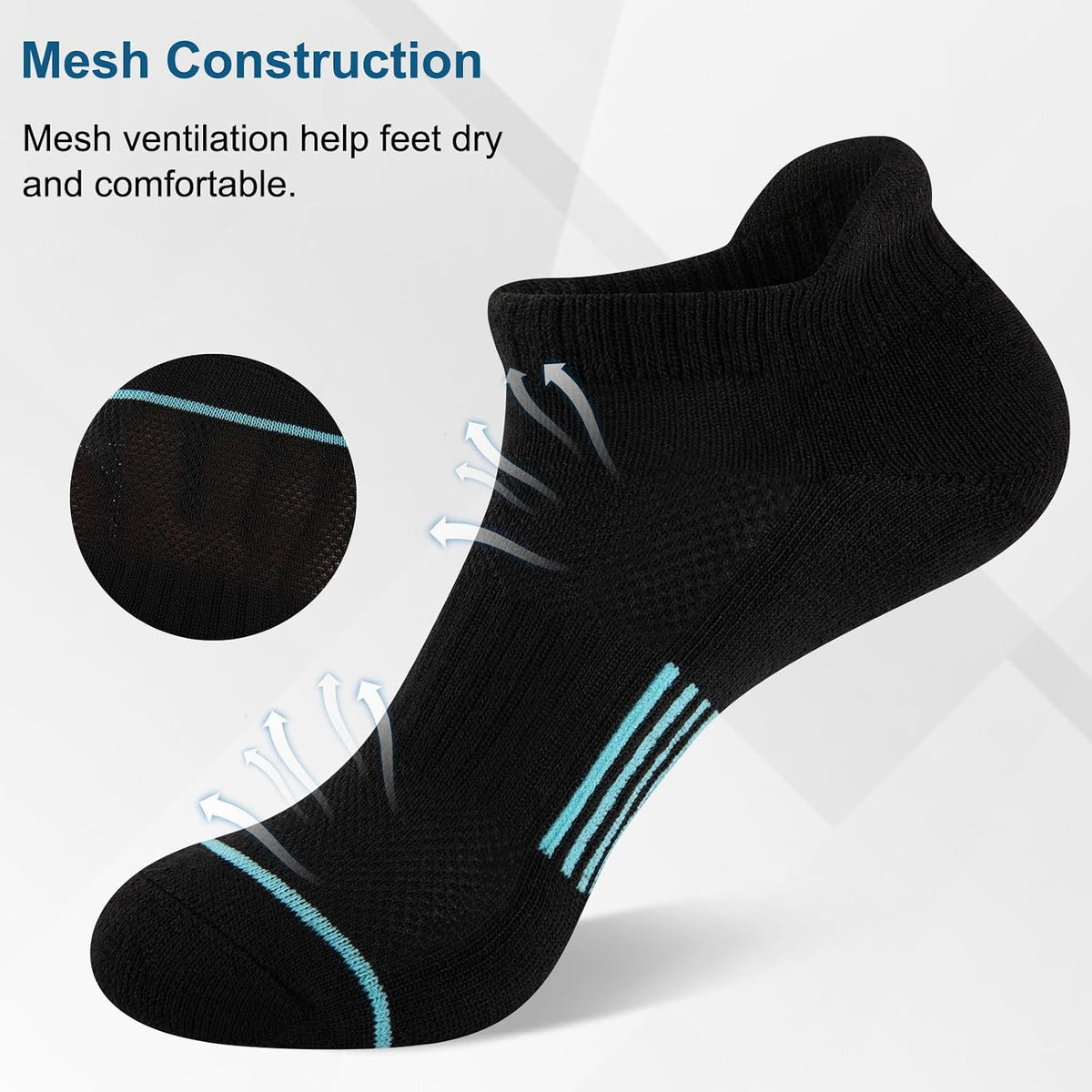 Heatuff 7 Pairs Womens Ankle Socks Athletic Cushioned Anti-Blister Running Low Cut Socks with Tab