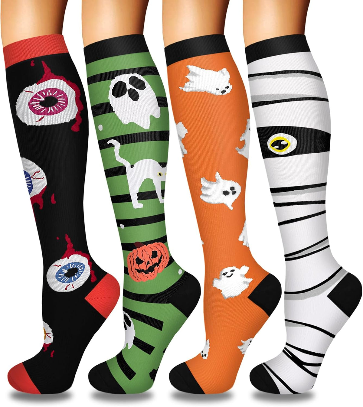 4 Pairs Compression Socks for Women Circulation-Best Support for Nurses,Running,Athletic,Travel
