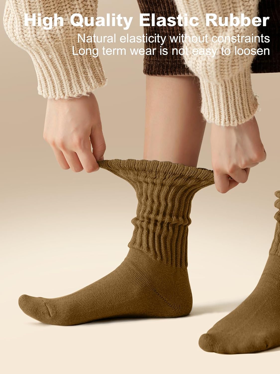 HAVE A TREE Women's Slouchy Crew Socks White Cushioned Scrunch Boot Sock