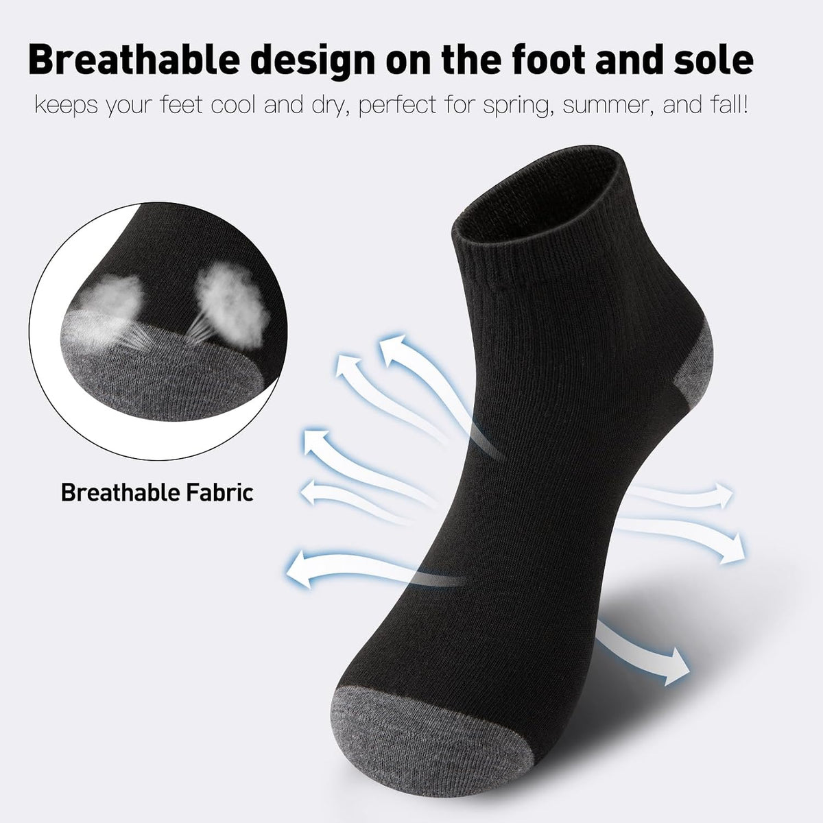 20 Pairs Ankle Socks For Men - Mens Socks Size 8-12/12-16 Thin Casual Bulk Socks
