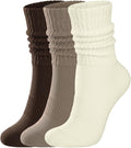 Womens Scrunch Crew Socks: Retro Solid Slouch Mid Calf Socks