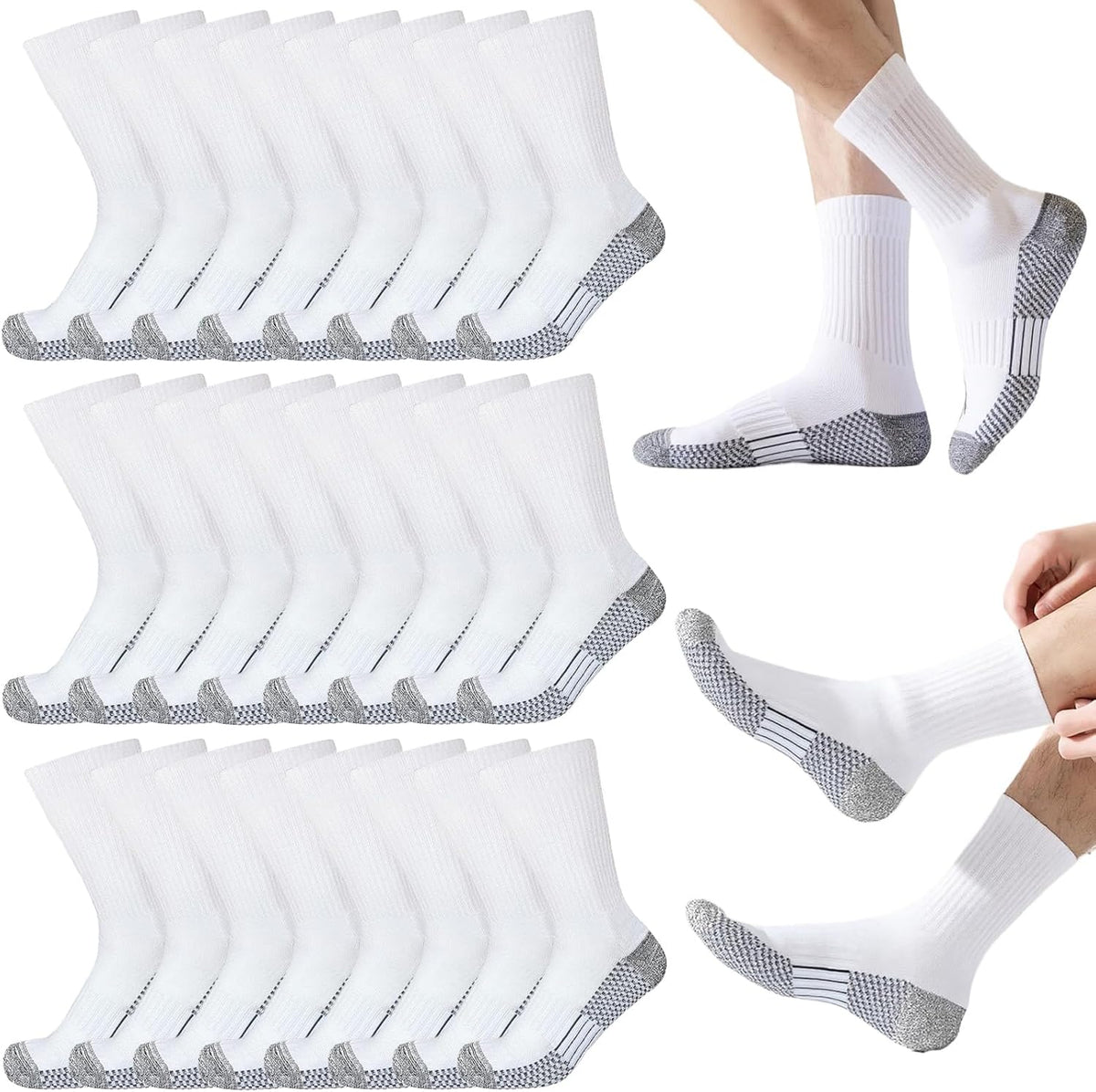 20 Pairs Crew Athletic Socks for Men Moisture Wicking Cushion Crew Socks for Sport Running Traveling