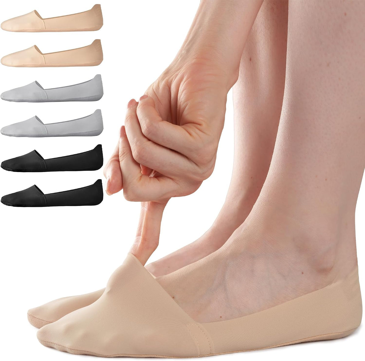 Sofier No Show Socks Womens,6 Pairs Non Slip Low Cut Invisible Liner
