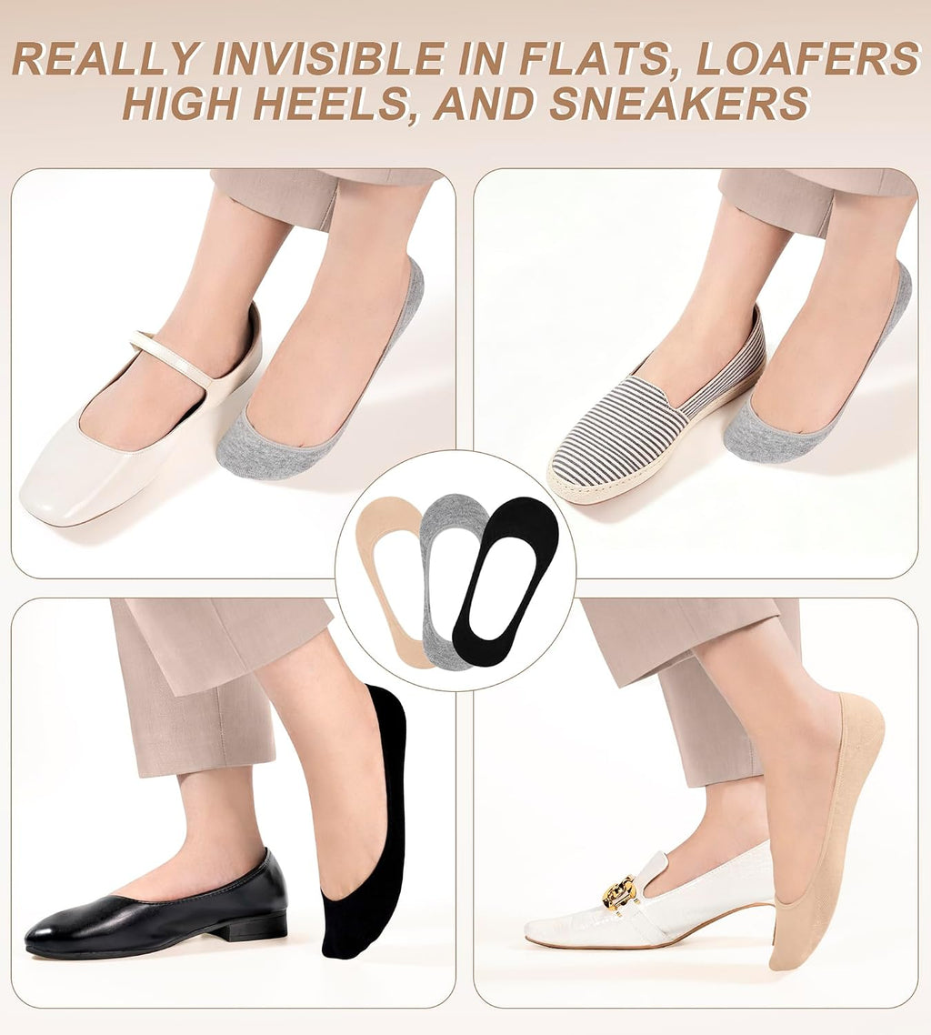6 Pairs No Show Socks Womens Invisible Ultra Low Cut Liners Soft