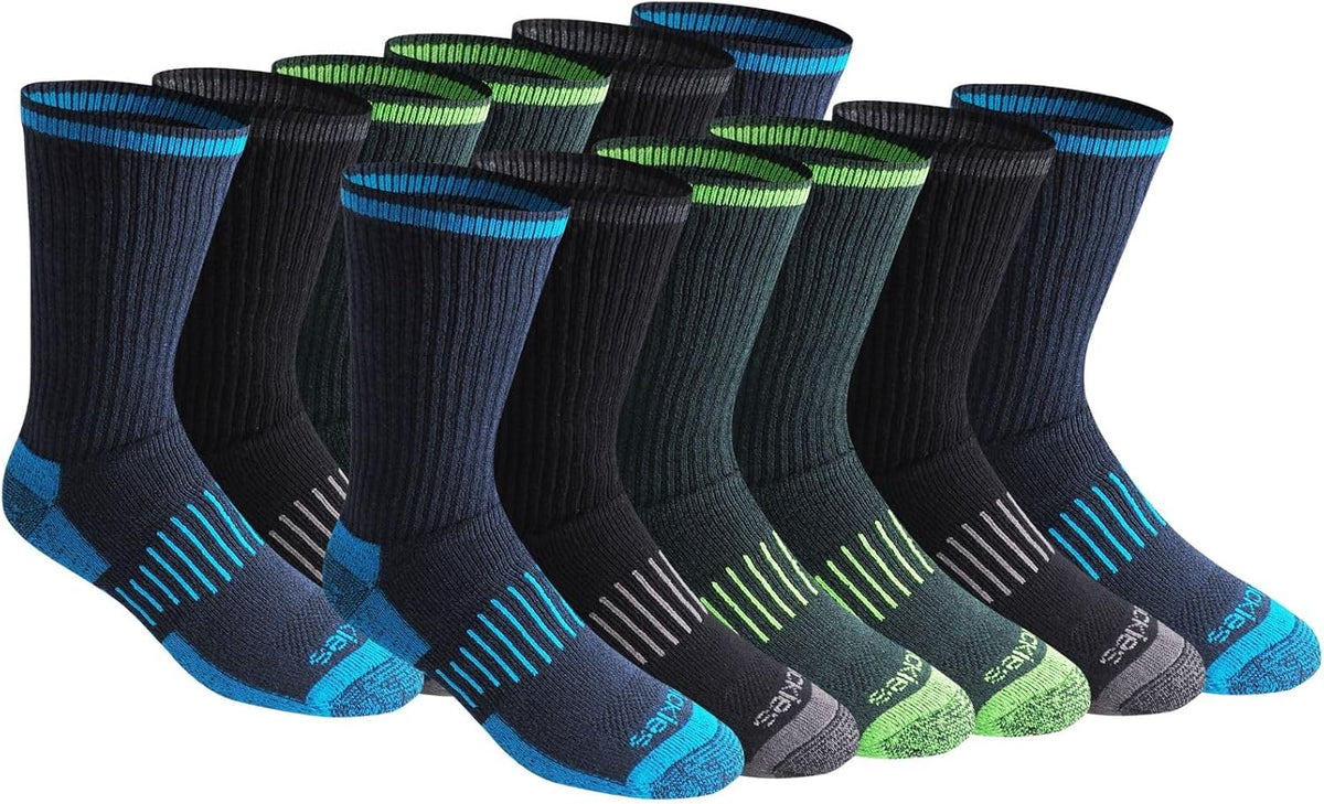 Dickies Men's Dri-tech Original Moisture Control Crew Socks, Available in M-xxl (6, 12, 18 Pairs)