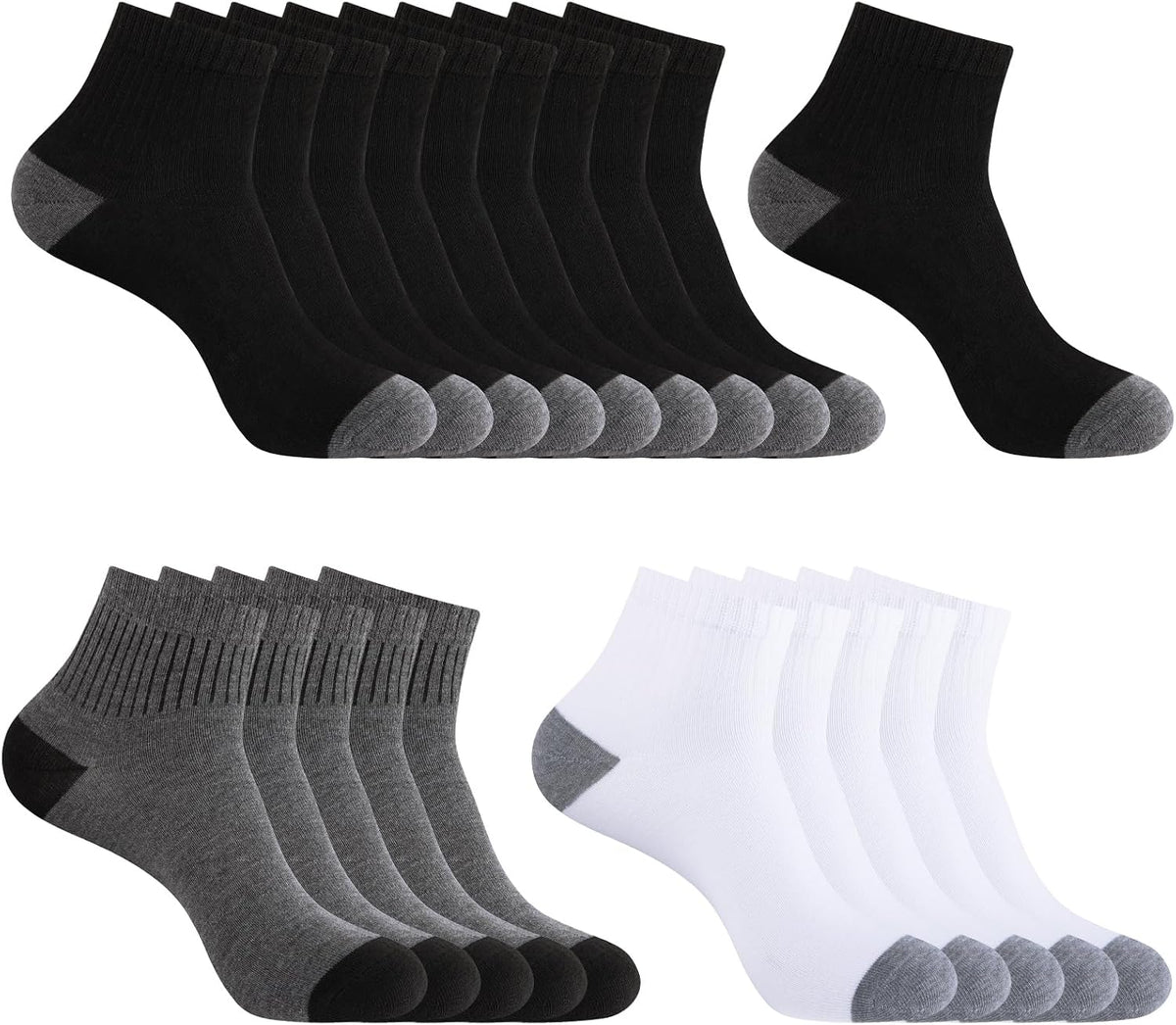 20 Pairs Ankle Socks For Men - Mens Socks Size 8-12/12-16 Thin Casual Bulk Socks