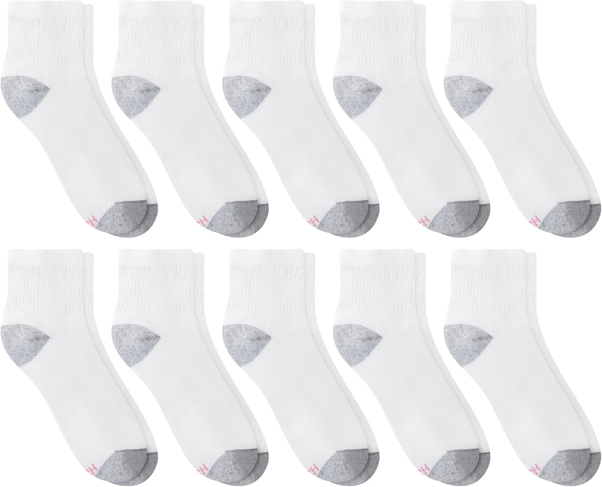 Hanes Women's Cushioned Athletic Ankle Socks (10-Pack)