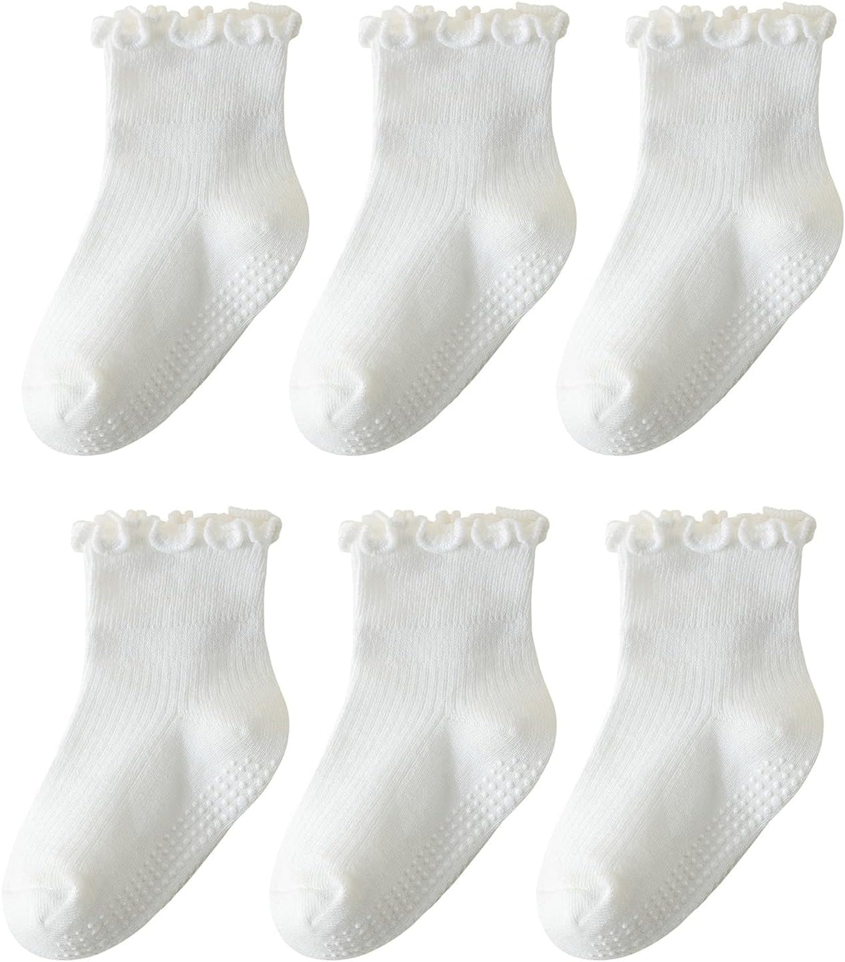 ANYANIME Toddler Socks Ruffle for Girls Baby Grip Socks Non Slip Cute Frill