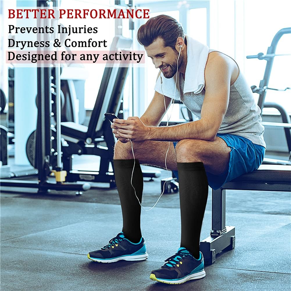 CHARMKING Compression Socks for Women & Men Circulation (8 Pairs) 15-20 mmHg Best Calf Socks Support for Athletic Cycling