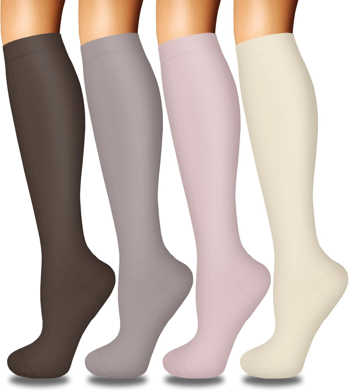 4 Pairs Compression Socks for Women Circulation-Best Support for Nurses,Running,Athletic,Travel