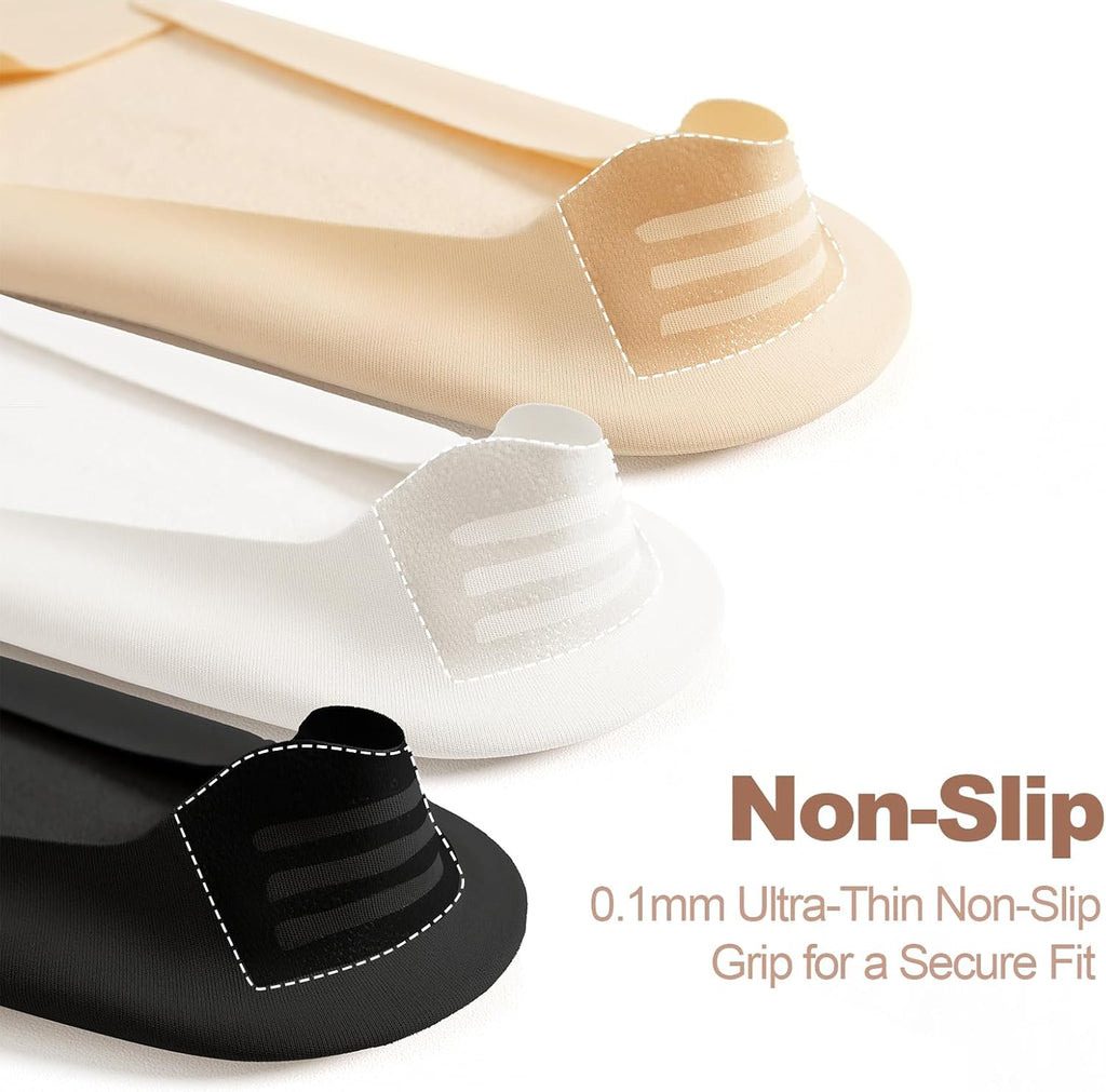 No Show Socks Womens for Flats Loafers Heels, Non Slip Thin Invisible Footies Bootie