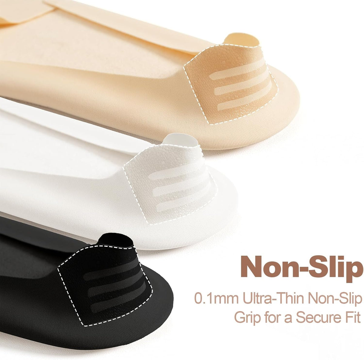 No Show Socks Womens for Flats Loafers Heels, Non Slip Thin Invisible Footies Bootie