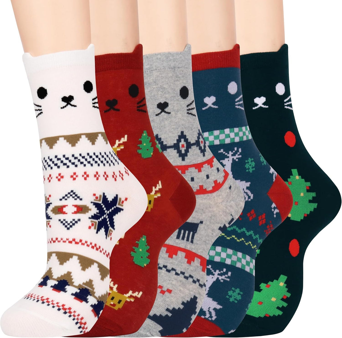 Jeasona Women’s Cute Cat Animal Socks Gifts for Women Wife Mom