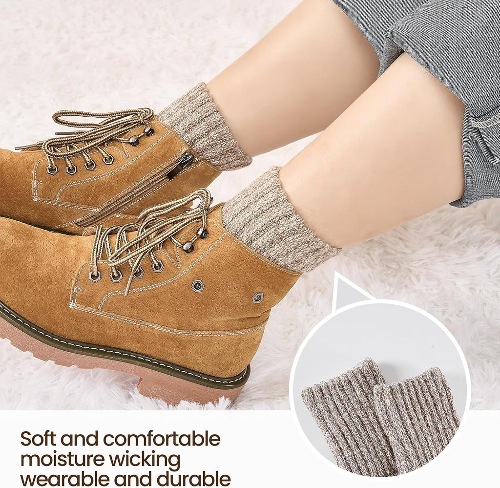 Niorasen Women's Thermal Socks, 3 Pairs, Cushioned Winter Crew Boot Socks