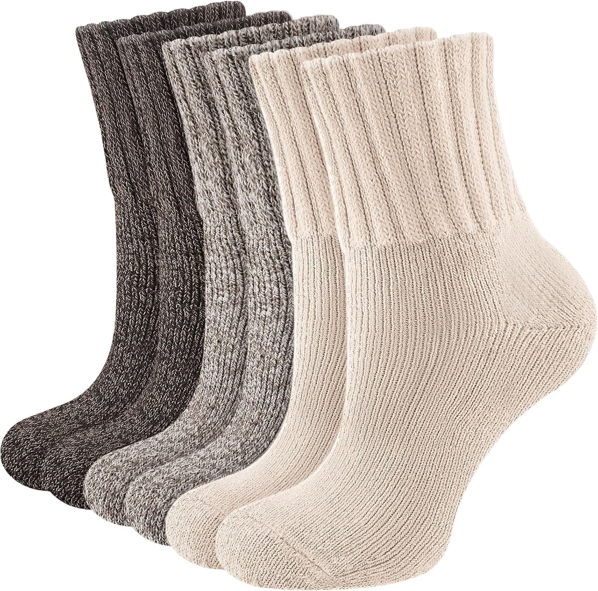 Niorasen Women's Thermal Socks, 3 Pairs, Cushioned Winter Crew Boot Socks