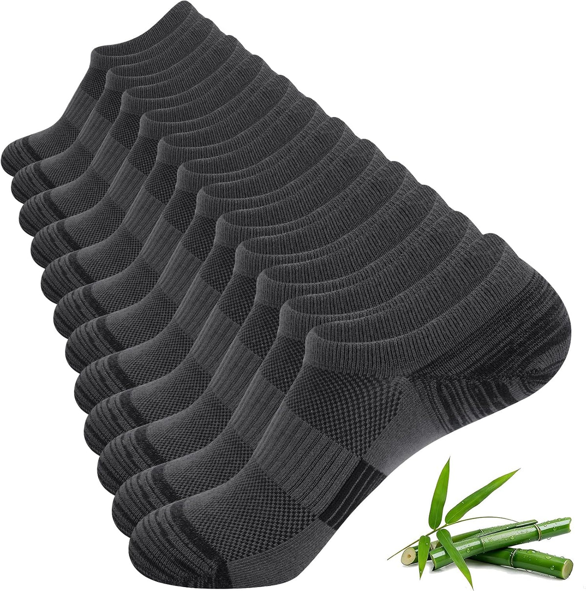 No Show Socks Men, Breathable Bamboo Rayon Low Cut Footies 6 Pairs
