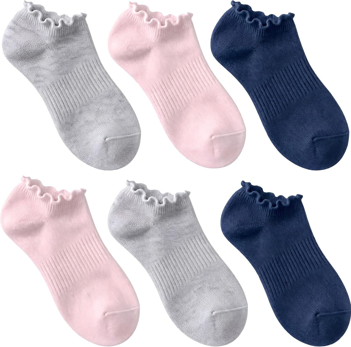 6 Pairs No Show Socks for Women Ruffle Socks Cute Ankle Socks