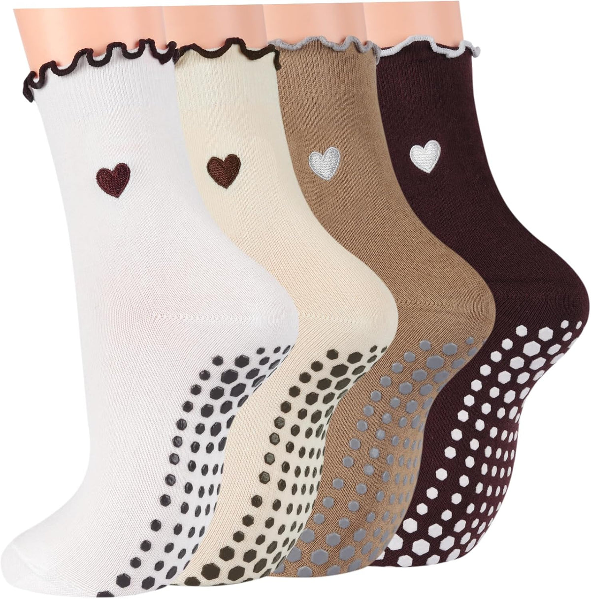 Women's Grip Pilates Crew Socks, Non Slip Yoga Barre Sticky Socks