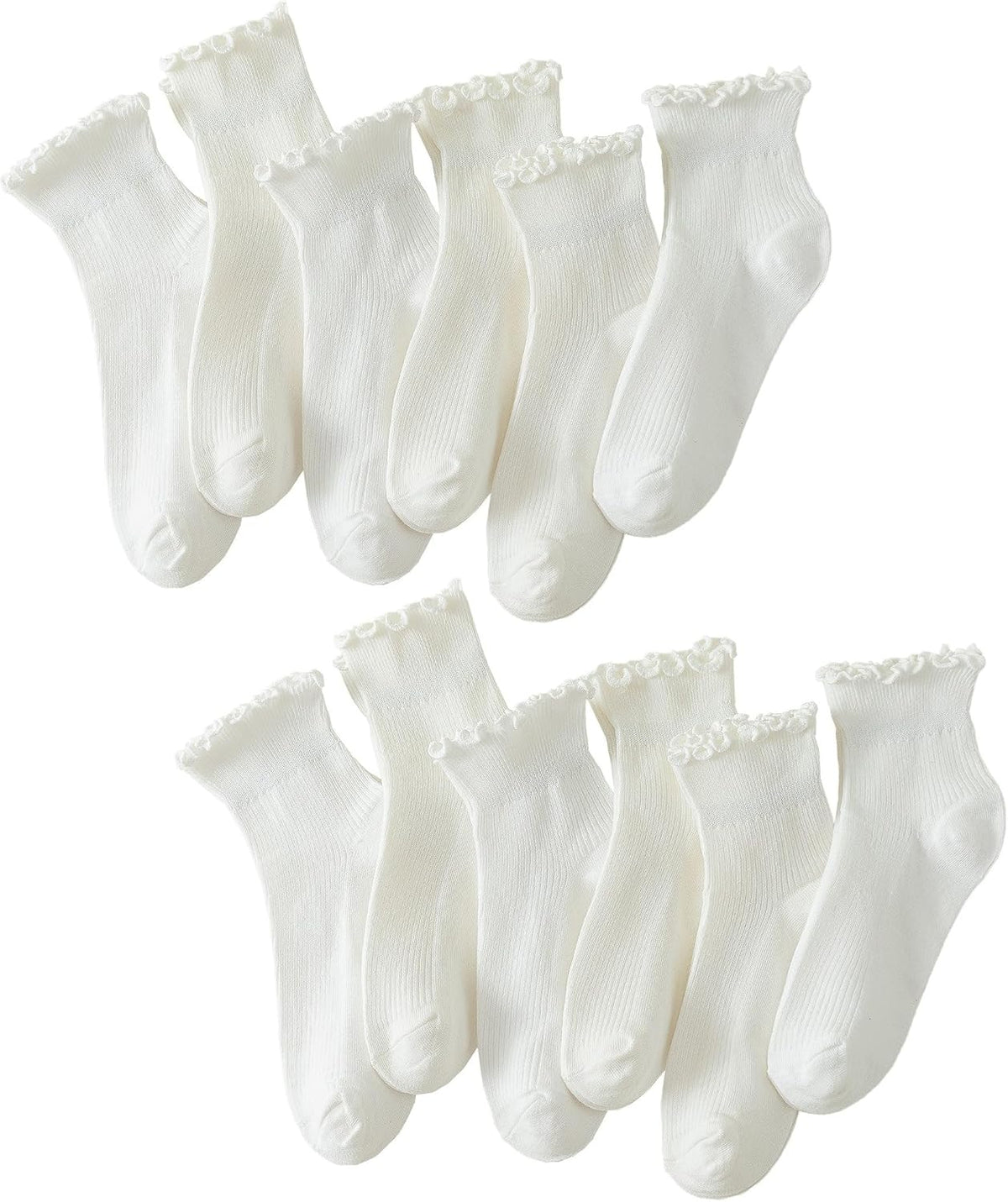 Hstyle 6 Pairs of Ruffle Socks Women, Cute Ruffle Ankle Socks
