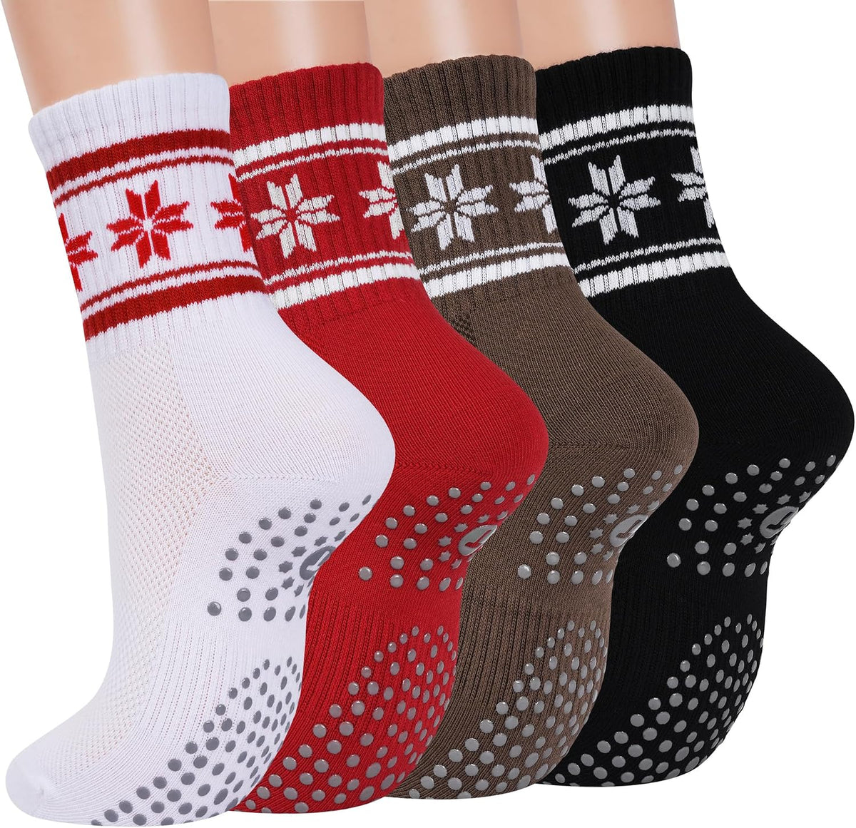 Women's Grip Pilates Crew Socks, Non Slip Yoga Barre Sticky Socks