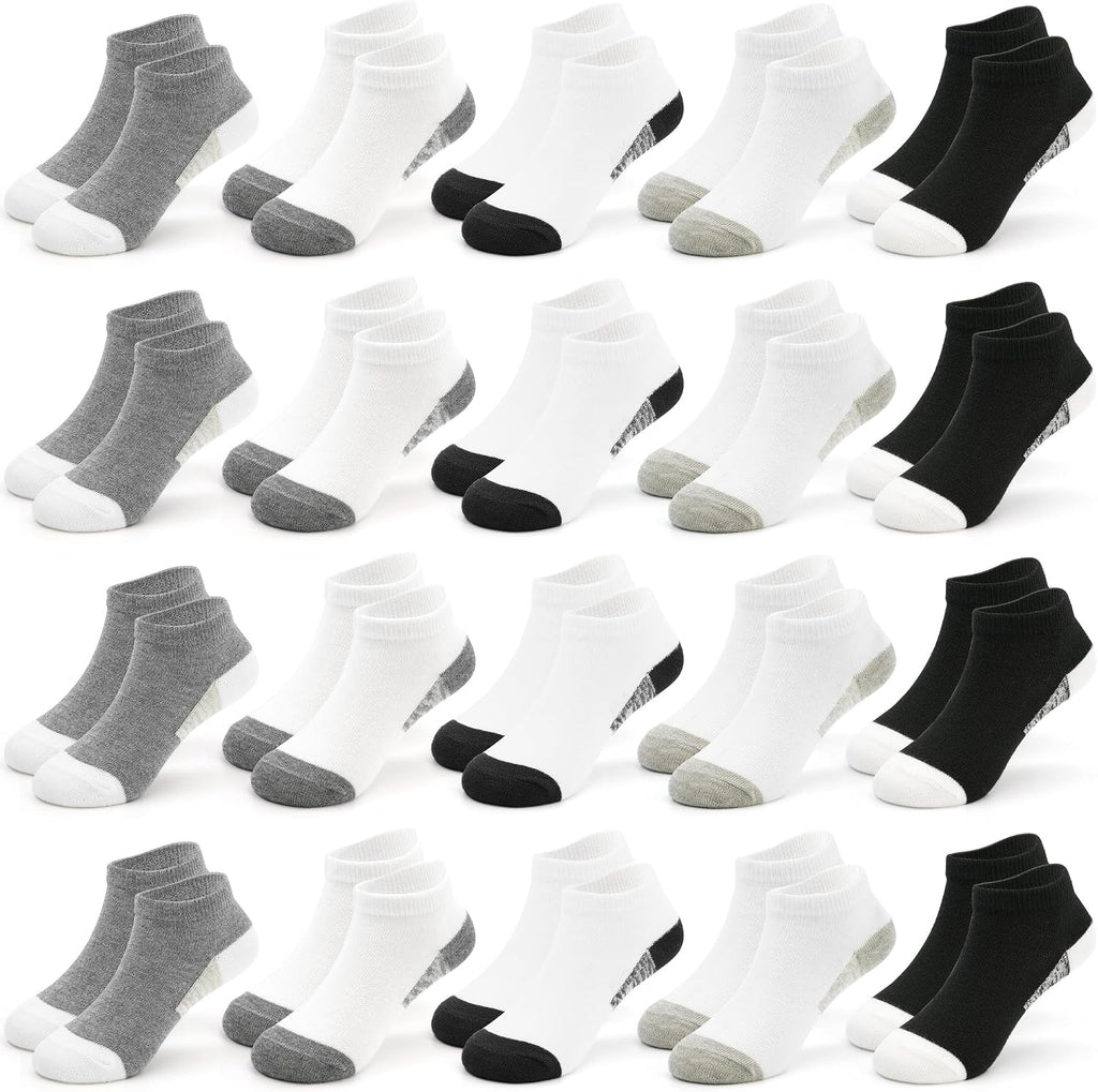 ZERULETS Kids Socks, 20 Pairs Boys Girls Low Cut Ankle Socks 1-13 Years