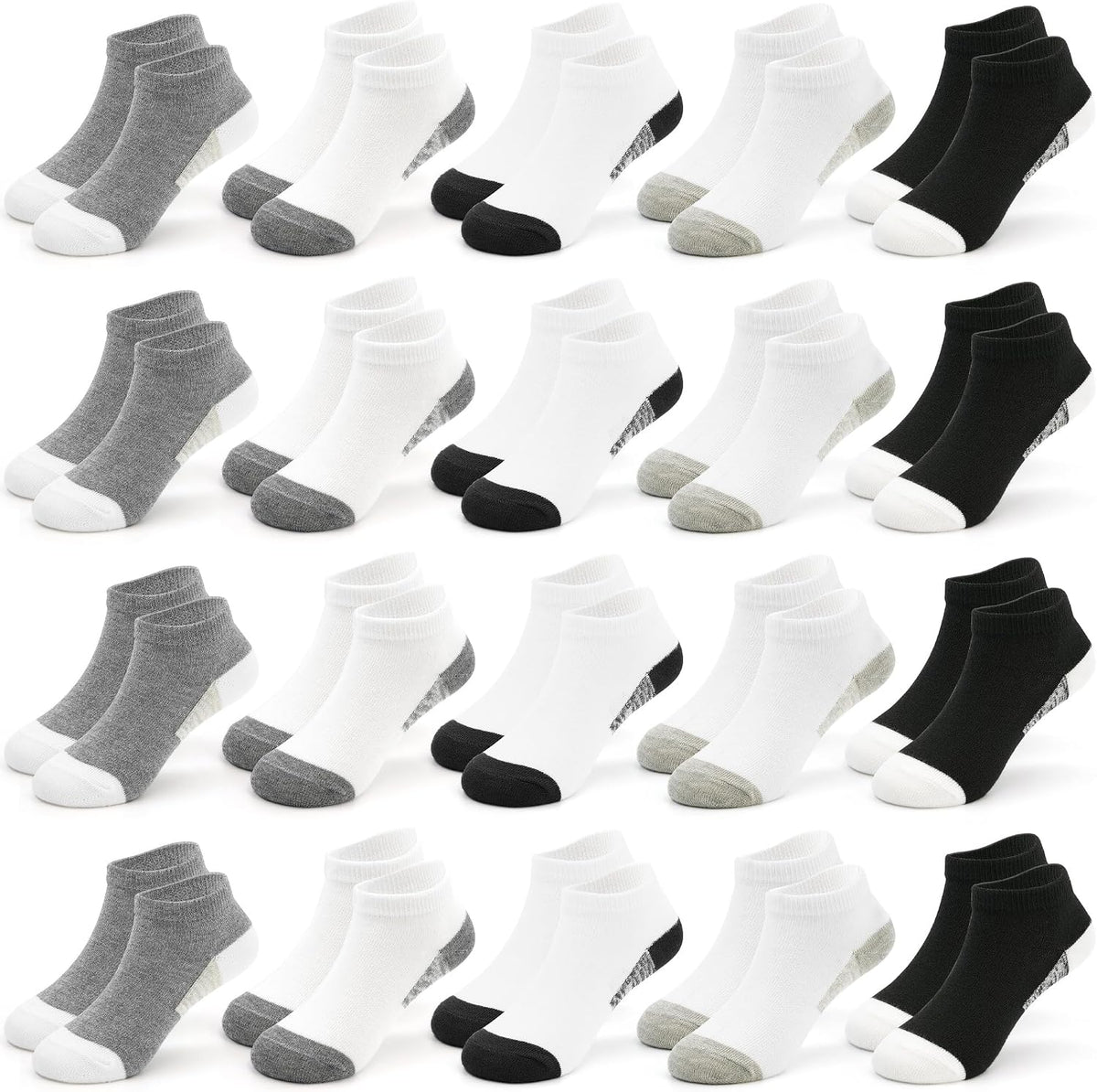 ZERULETS Kids Socks, 20 Pairs Boys Girls Low Cut Ankle Socks 1-13 Years