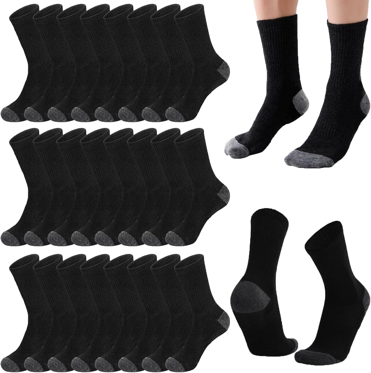 20 Pairs Crew Athletic Socks for Men Moisture Wicking Cushion Crew Socks for Sport Running Traveling