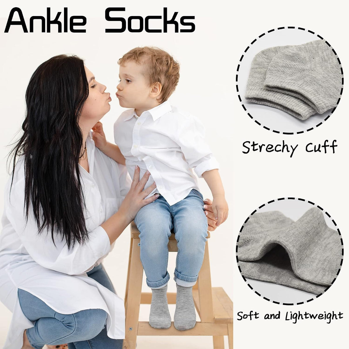 Toddler Socks, 16 Pairs Low Cut Ankle Socks for Kids (1-14 Years)