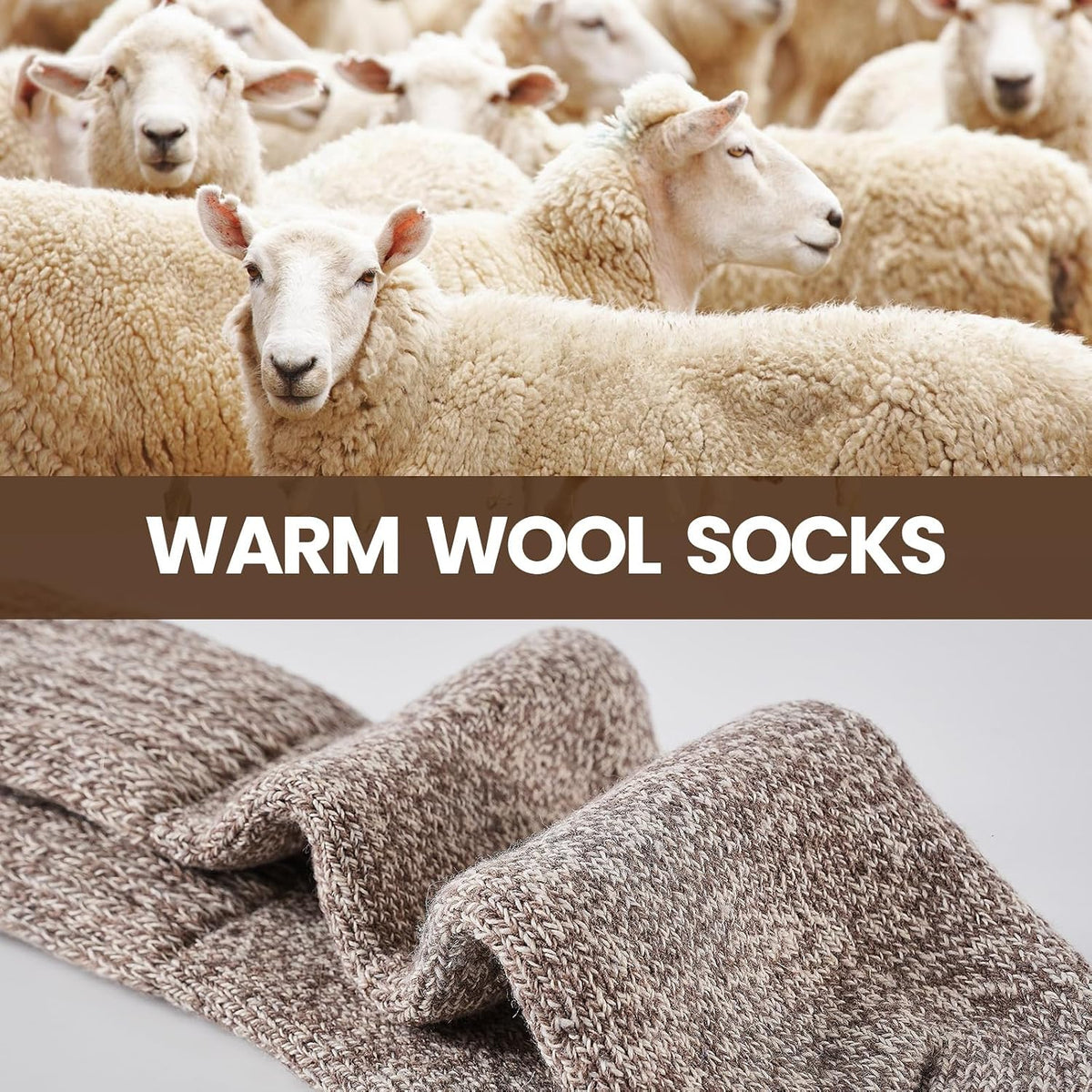 Niorasen Women's Thermal Socks, 3 Pairs, Cushioned Winter Crew Boot Socks