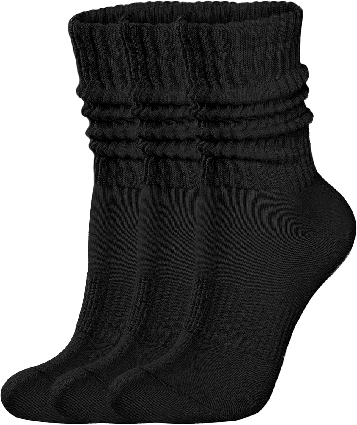 Womens Scrunch Crew Socks: Retro Solid Slouch Mid Calf Socks