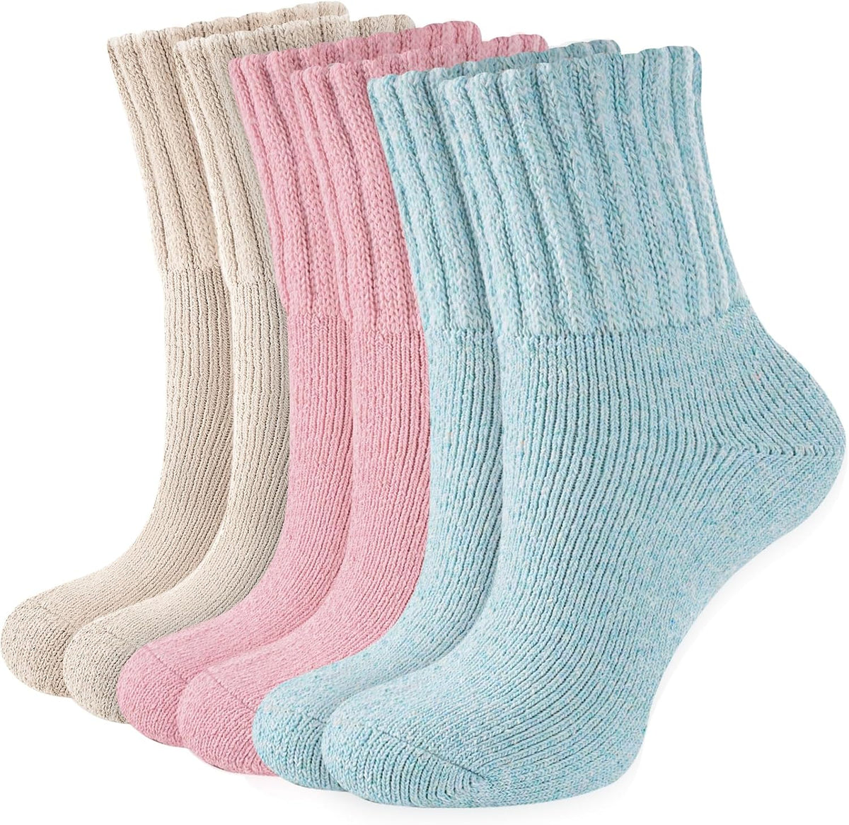 Niorasen Women's Thermal Socks, 3 Pairs, Cushioned Winter Crew Boot Socks