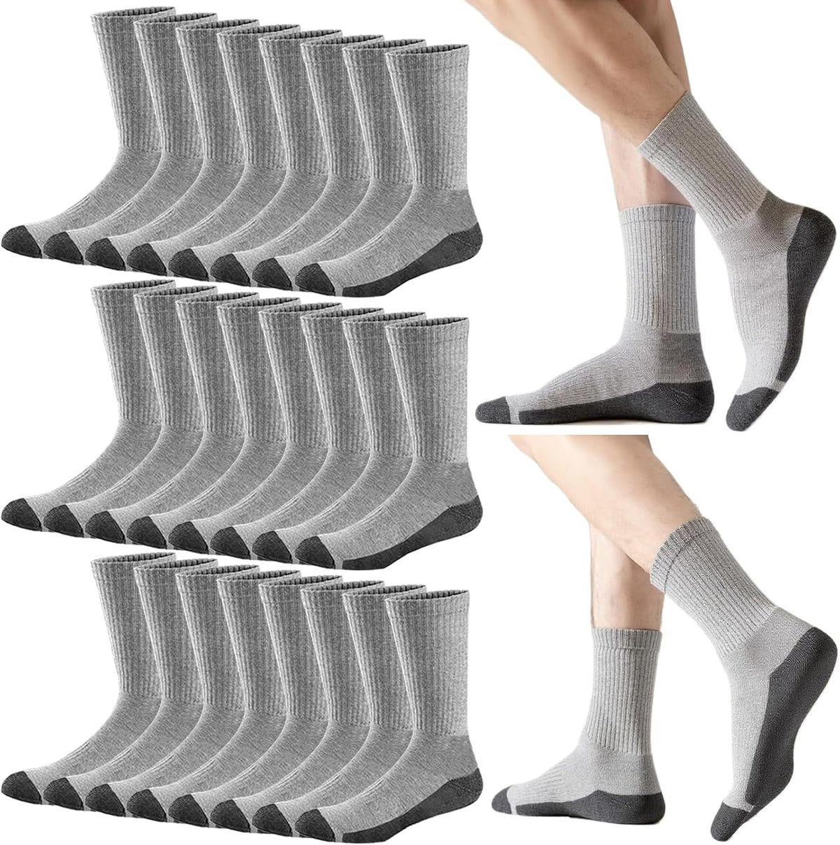 20 Pairs Crew Athletic Socks for Men Moisture Wicking Cushion Crew Socks for Sport Running Traveling