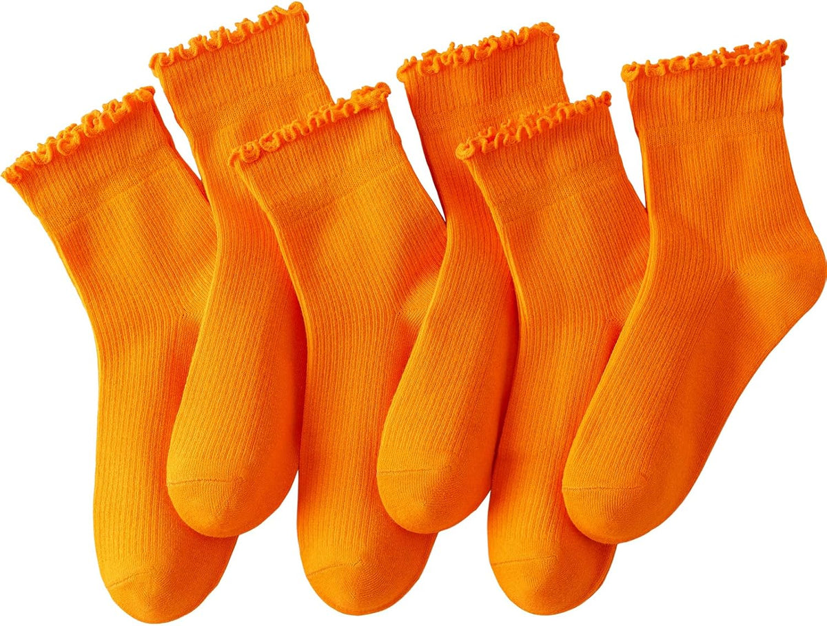 Hstyle 6 Pairs of Ruffle Socks Women, Cute Ruffle Ankle Socks