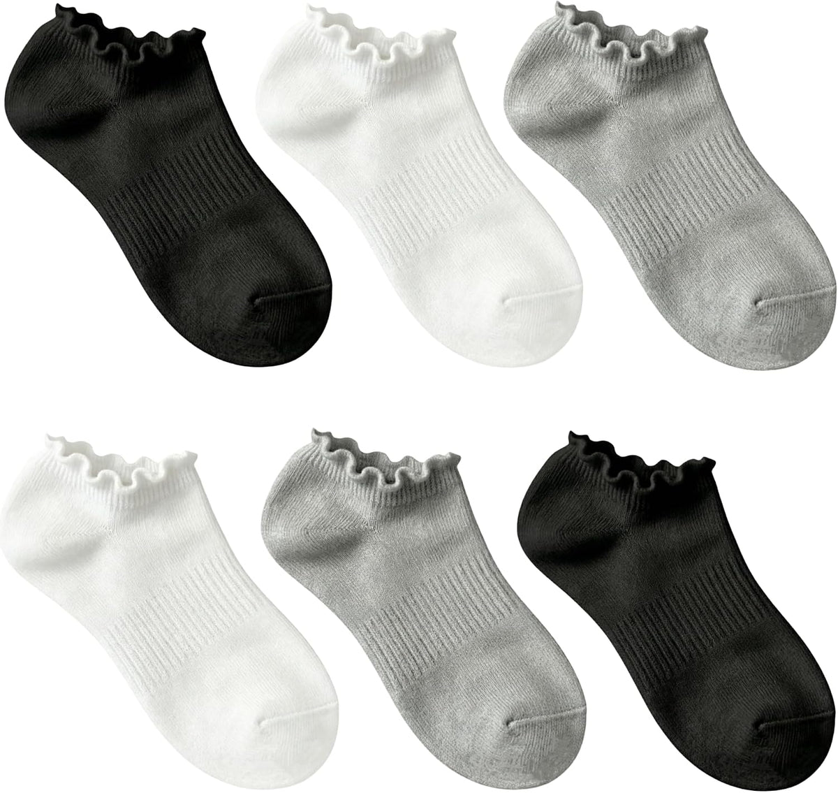 6 Pairs No Show Socks for Women Ruffle Socks Cute Ankle Socks