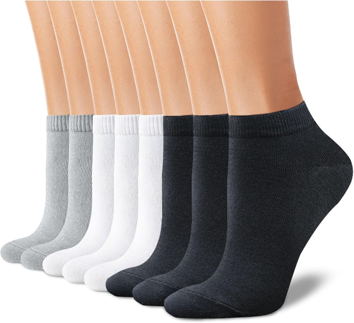 CHARKING 8 Pairs Ankle Socks for Women - Non Slip Cotton No Show Low Cut Casual Socks