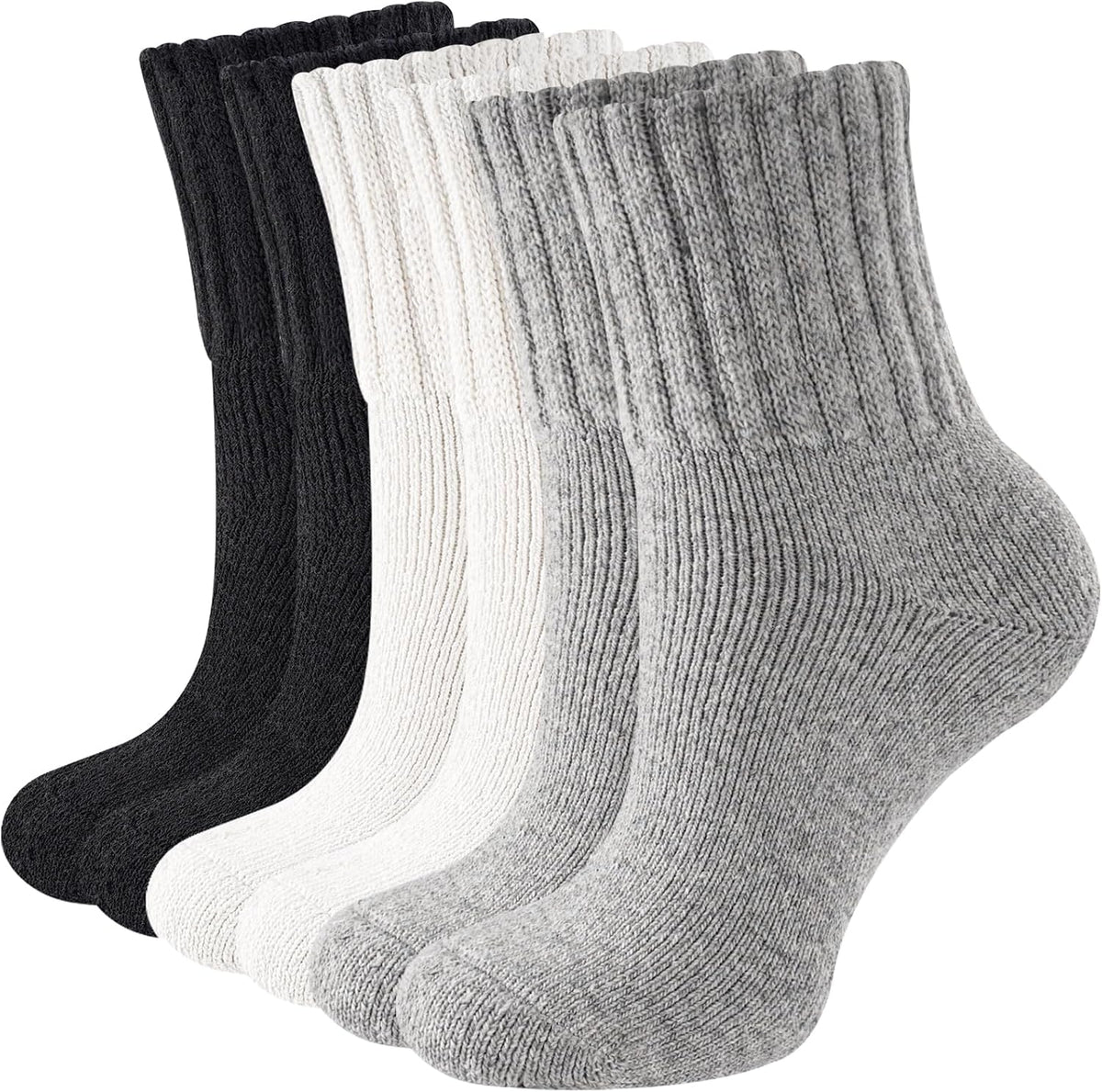 Niorasen Women's Thermal Socks, 3 Pairs, Cushioned Winter Crew Boot Socks
