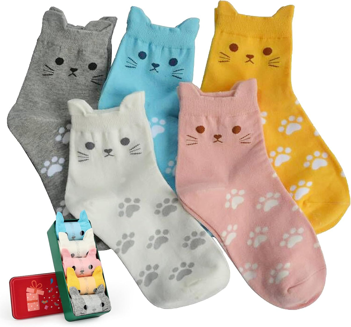 Jeasona Women’s Cute Cat Animal Socks Gifts for Women Wife Mom