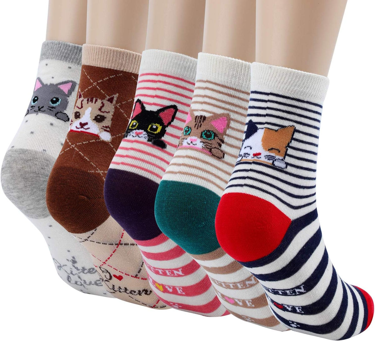 Jeasona Women’s Cute Cat Animal Socks Gifts for Women Wife Mom