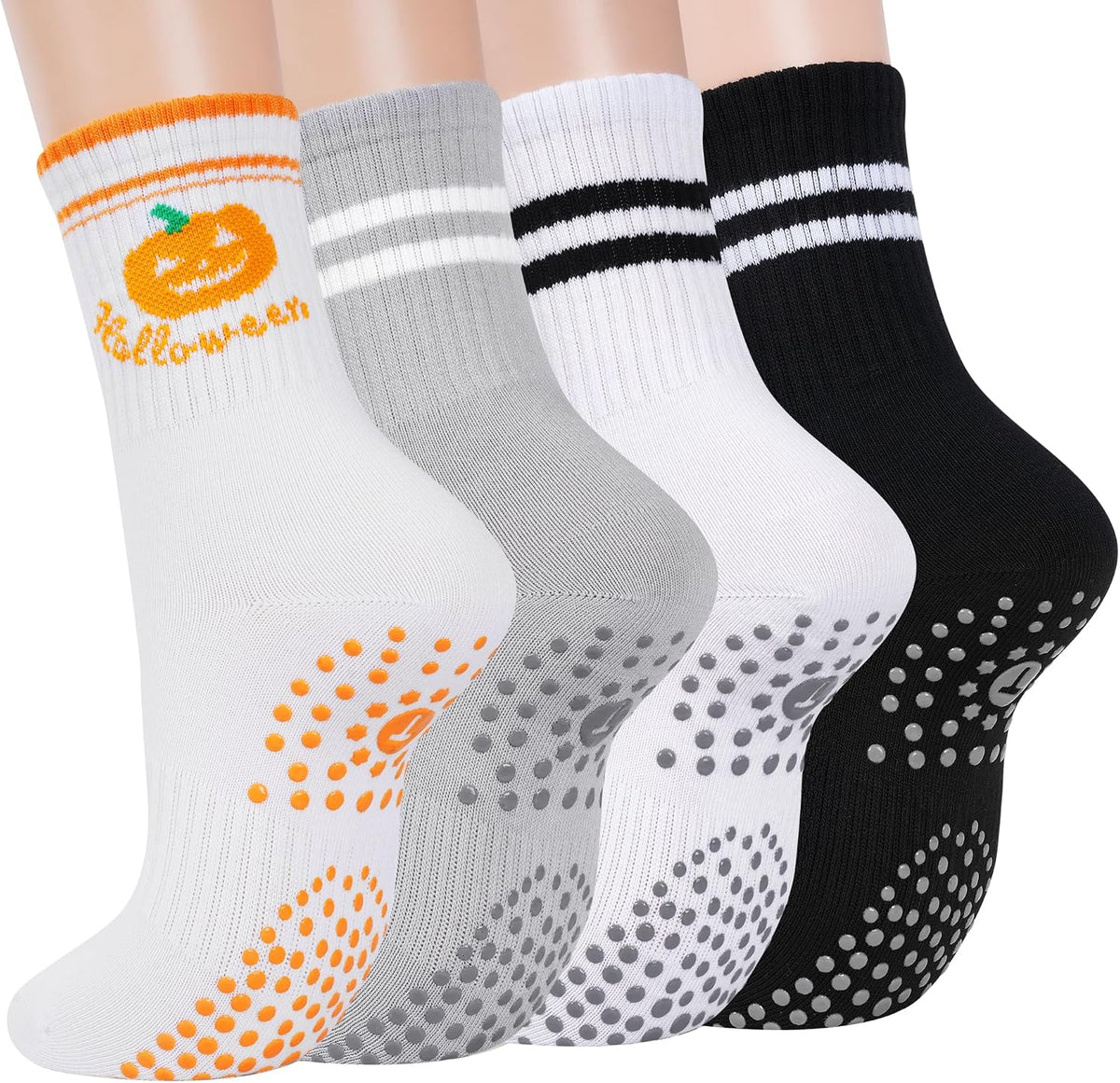 Women's Grip Pilates Crew Socks, Non Slip Yoga Barre Sticky Socks