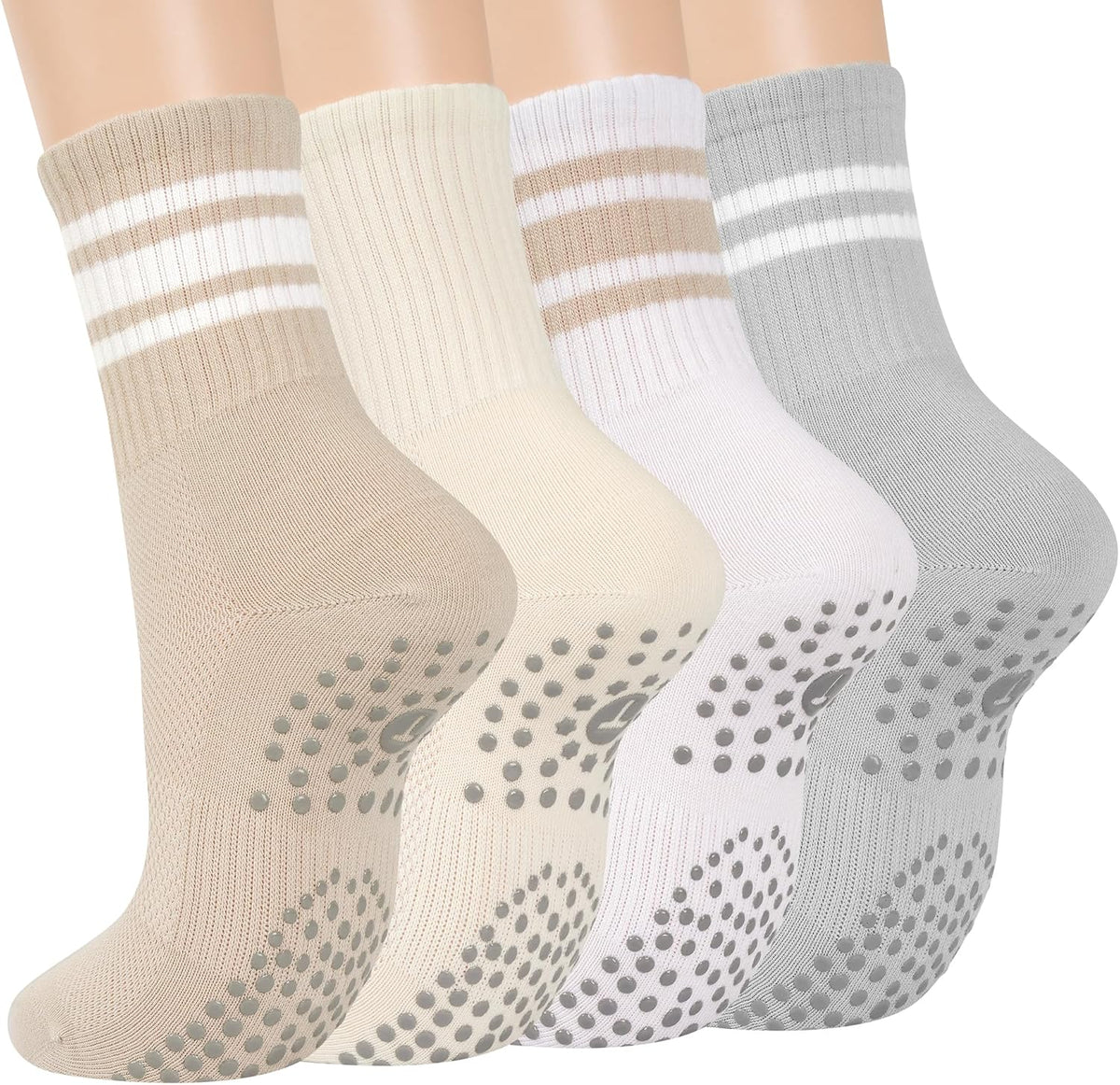 Women's Grip Pilates Crew Socks, Non Slip Yoga Barre Sticky Socks