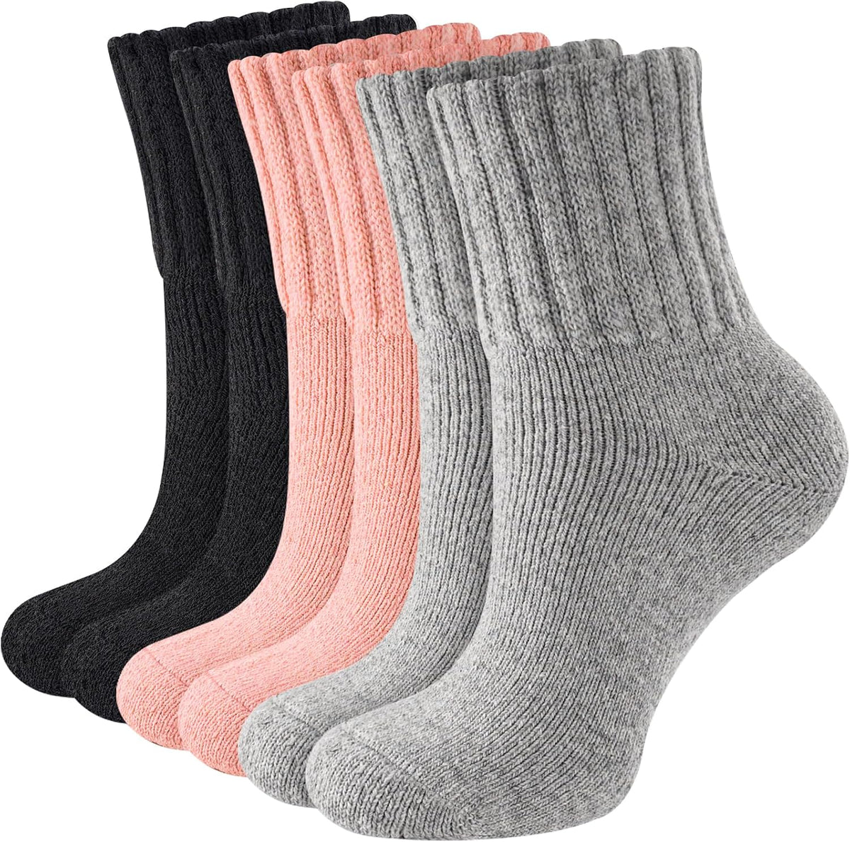 Niorasen Women's Thermal Socks, 3 Pairs, Cushioned Winter Crew Boot Socks
