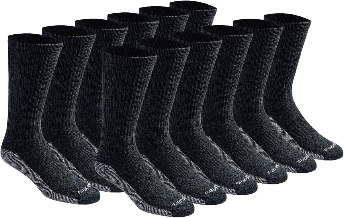 Dickies Men's Dri-tech Original Moisture Control Crew Socks, Available in M-xxl (6, 12, 18 Pairs)