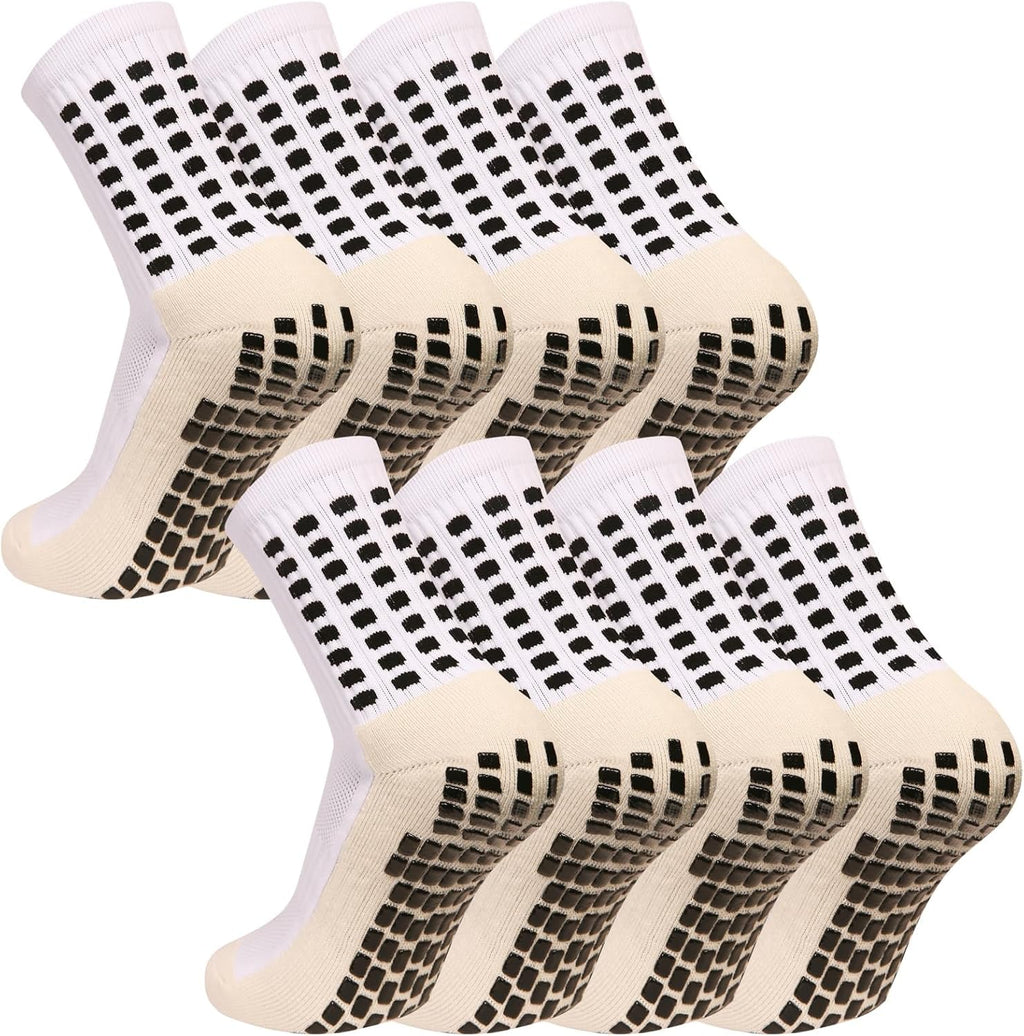 Men's Grip Soccer Socks Anti Slip Athletic Socks Non Slip Football Basketball Socks with Grip Pads2/4/6